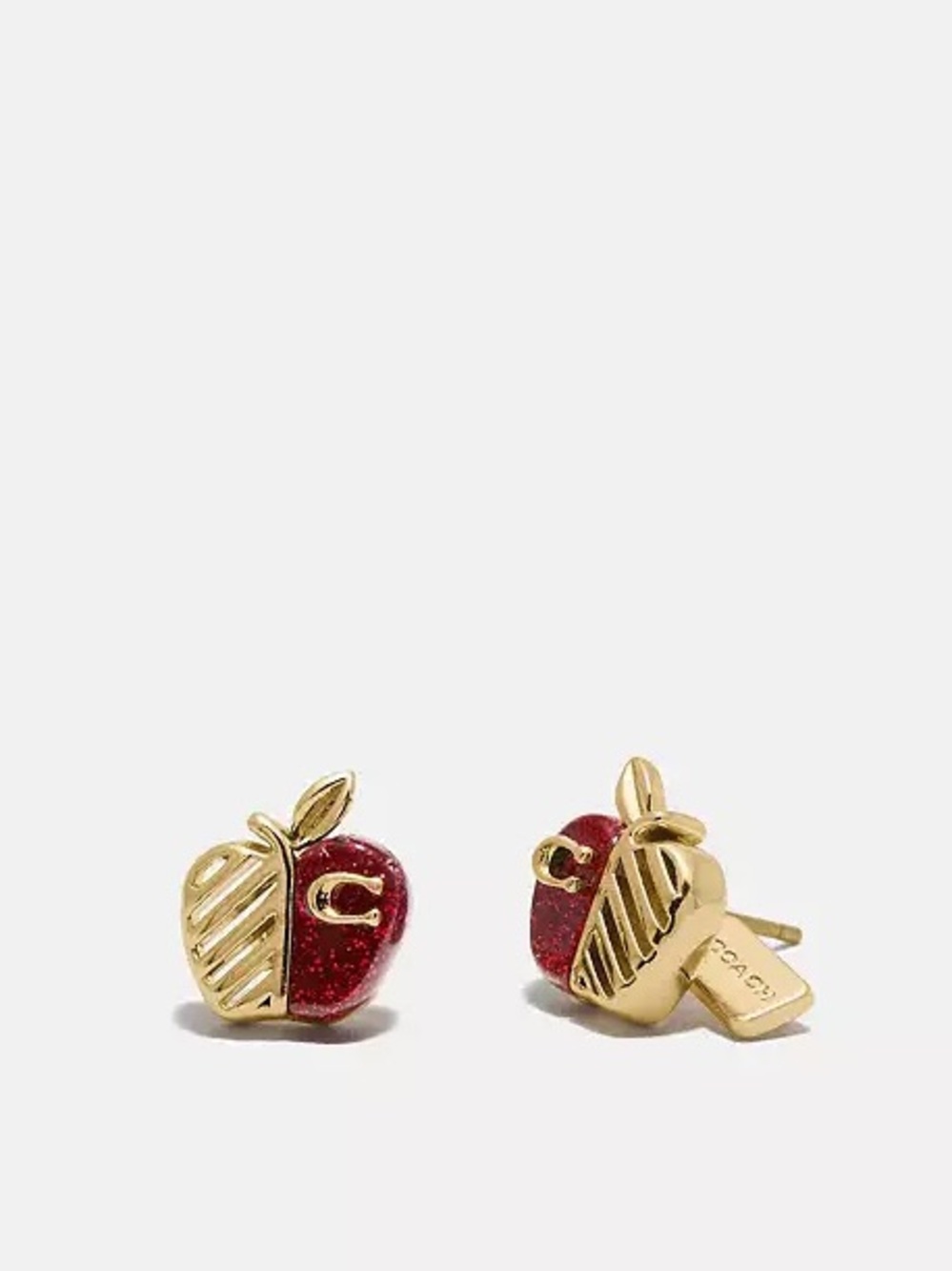 Coach Red & Gold Apple Stud Earrings - Picture 5 of 6